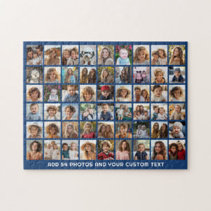 Quebra-cabeça Colagem de Fotos em Grid 54 com Texto - azul