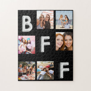 Quebra-cabeça Colagem de fotos em prata preta do amigo BFF