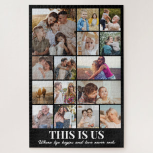 Quebra-cabeça Colagem de Fotos Personalizada 15 Fotos 20x30 Famí