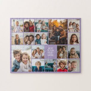 Quebra-cabeça Colagem de Fotos Personalizada 17 - branco e roxo