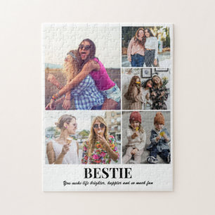Quebra-cabeça Colagem de Fotos Personalizada 5 Fotos 11x14 Branc