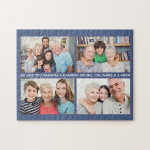 Quebra-cabeça Colagem de Fotos Personalizada da Família 4 Texto