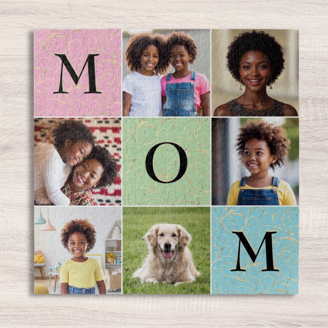 Quebra-cabeça Colagem de Fotos Personalizada da Mãe - 6 Fotos -  (A jigsaw puzzle for Mom on Mother's Day, to customize with 6 of your own photos)