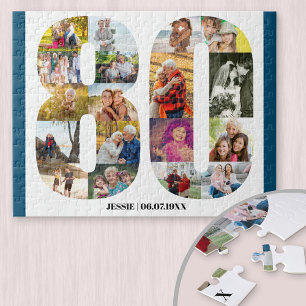 Quebra-cabeça Colagem de Fotos Personalizada do Número de Aniver