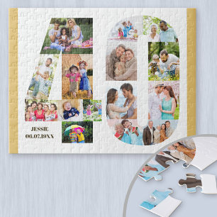 Quebra-cabeça Colagem de Fotos Personalizada do Número de aniver