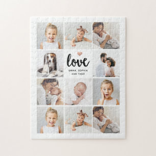 Quebra-cabeça Colagem de Fotos Simples e Chic Amor com Coração