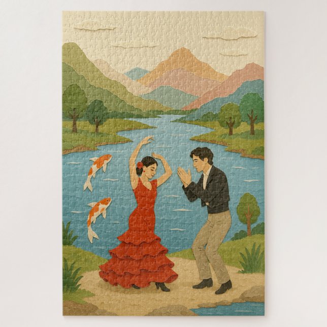 Quebra-cabeça Colagem de Papel de Dança Flamenco (Vertical)