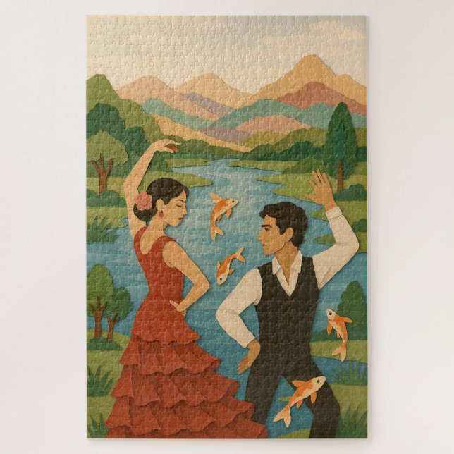 Quebra-cabeça Colagem de Papel Flamenco Whimsical (Vertical)