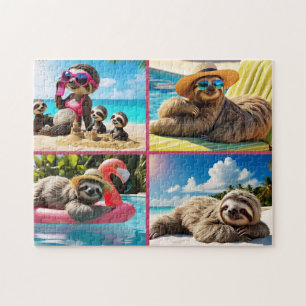Quebra-cabeça Colagem de Piscina Lama Engraçada Praia de Relaxam