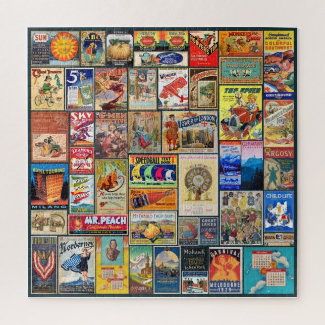 QUEBRA-CABEÇA COLAGEM DE PUBLICIDADE VINTAGEM, EMBALADA! (Vertical)
