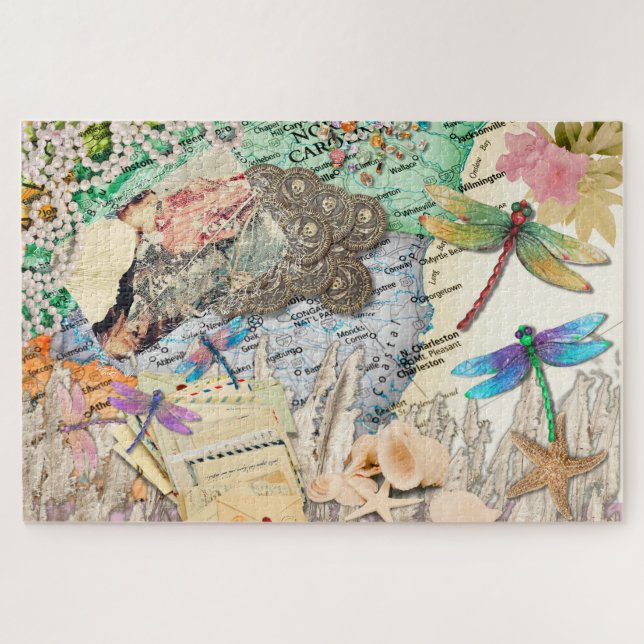 Quebra-cabeça Colagem Digital do Sal Marsh da Carolina do Sul (Horizontal)