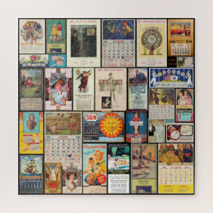 QUEBRA-CABEÇA COLAGEM DO CALENDÁRIO DE PUBLICIDADE VINTAGE, EMBA