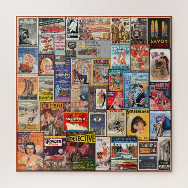 QUEBRA-CABEÇA COLAGEM EPHEMERA DO PAPEL VINTAGE (Vertical)