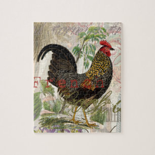 Quebra-cabeça Colagem Francesa de Vintage Rooster