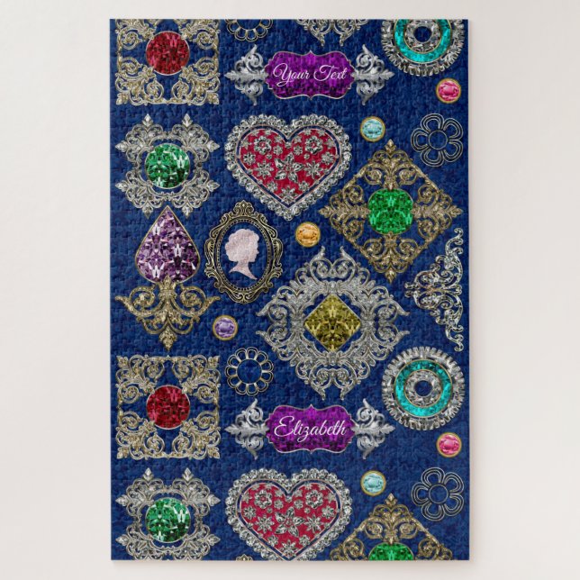 Quebra-cabeça Colagem lindo de pedra preciosa do broche da jóia (Vertical)