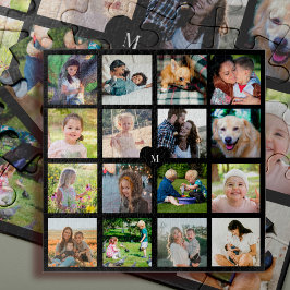 Quebra-cabeça Colagem personalizada de 16 fotos monogramada
