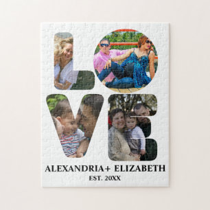 Quebra-cabeça Colagem personalizada de fotos de amor moderno 4 p