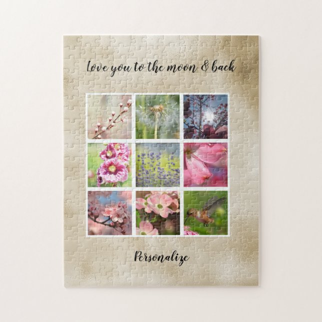 Quebra-cabeça Colagem Personalizada de Fotos Dourada (Vertical)