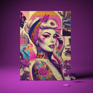 Quebra-cabeça Colagem Pin-up de Tatuagem Retrowave