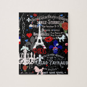 Quebra-cabeça Colagem preta francesa moderna de Paris