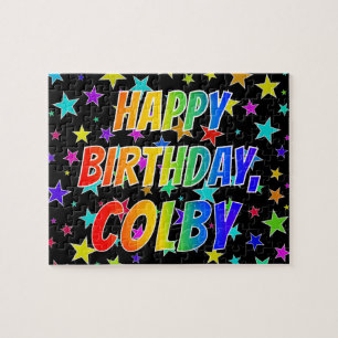 Quebra-cabeça "COLBY" Primeiro nome, "FELIZ ANIVERSÁRIO"
