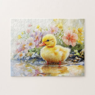 Quebra-cabeça Colchete com Flores Aquarela