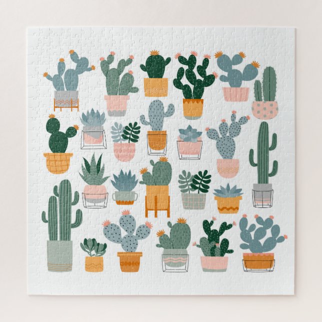 Quebra-cabeça Coleção de Cactus em Design de Pote (Vertical)