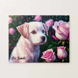 Quebra-cabeça Coleção De Cães Brancos E Rosa