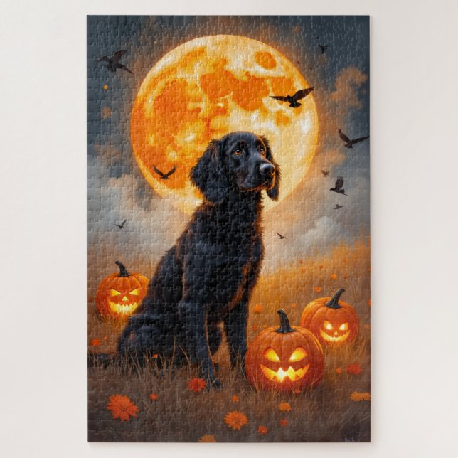 Quebra-cabeça Colheita da Lua do Setter Inglês Arte de Halloween (Vertical)