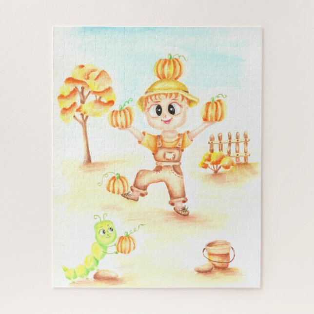 Quebra-cabeça colheita de feliz, garotinho de gengibre (Vertical)