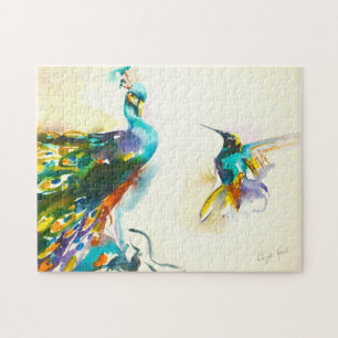 Quebra-cabeça "Colibri & pavão da conversação colorida"