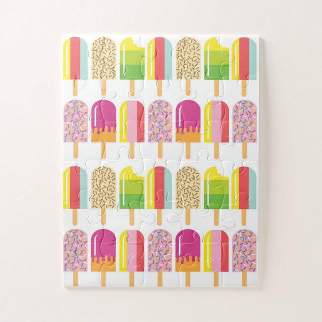 Quebra-cabeça - Colinas de Gelo rosa, verde e amar (Vertical)