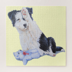 Quebra-cabeça Collie de cachorrinho bonito e arte de cachorro ur