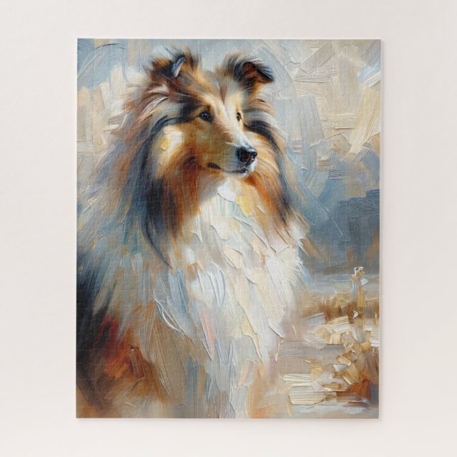 Quebra-cabeça Collie Dog Portraing Painting (Vertical)