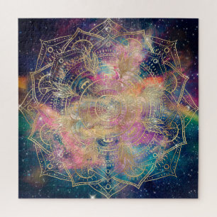Quebra-cabeça Coloração aquosa e nebulosa de mandala Dourada N