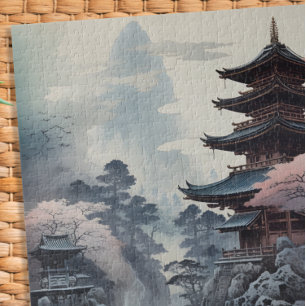 Quebra-cabeça Coloração tradicional no templo japonês