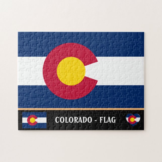 Quebra-cabeça Colorado Flag & Colorado State USA/America (Horizontal)