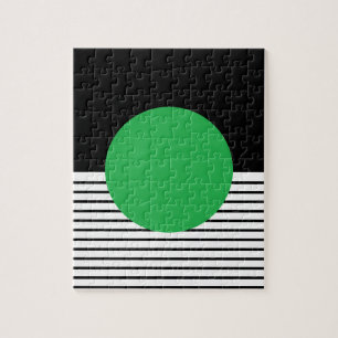 Quebra-cabeça Colorblock branco preto & círculo verde