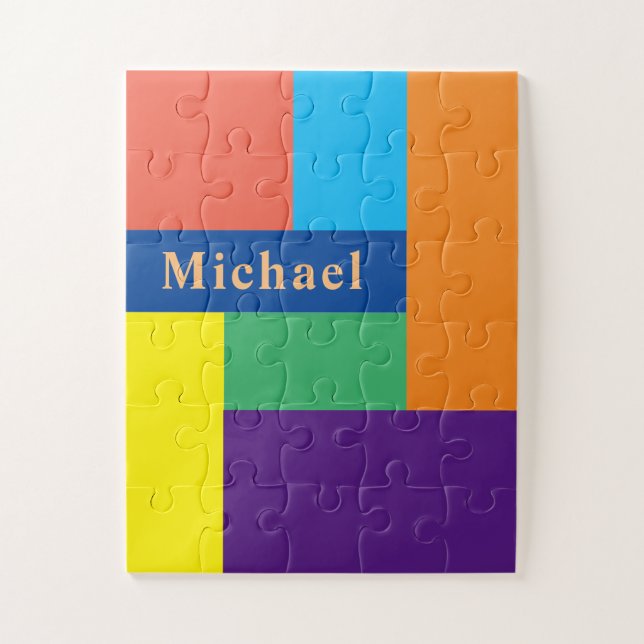Quebra-cabeça ColorBlocks com Nome, Pcs 11"x14" Sobredimensionad (Vertical)