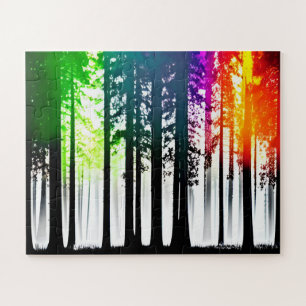 Quebra-cabeça Colores do arco-íris dentro do brilho Árvores de s