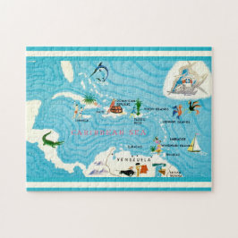 Quebra-cabeça Colorful Caribbean Map