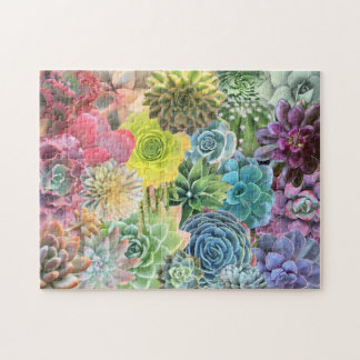 Quebra-cabeça Colorful Cheerful Rainbow Succulent Puzzle