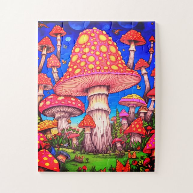 Quebra-cabeça Colorful Mushrooms 30 Large Pieces on a  (Vertical)