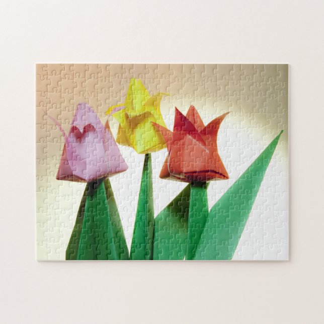 Quebra-cabeça Colorful Tulip Origami Flowers Puzzle (Horizontal)