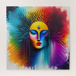 Quebra-cabeça Colorida Aquarela Mulher Abstrato Expressiva