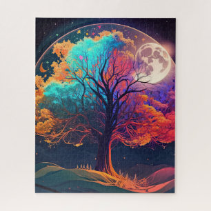 Quebra-cabeça Colorida Árvore da Vida da Lua Galáxia Fantástica