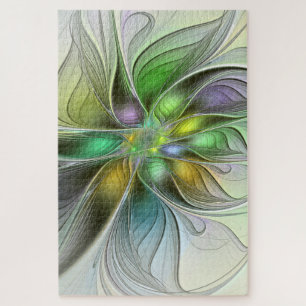 Quebra-cabeça Colorida Fantasy Flor Moderno Abstrato Fractal