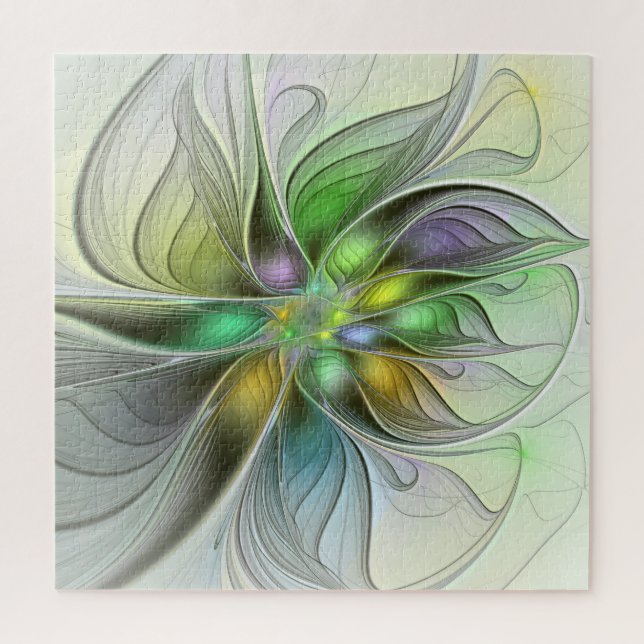 Quebra-cabeça Colorida Fantasy Flor Moderno Abstrato Fractal (Vertical)