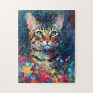 Quebra-cabeça Colorida Gato Bengala