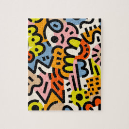 Quebra-cabeça Colorida Memphis - padrão sem costura VII